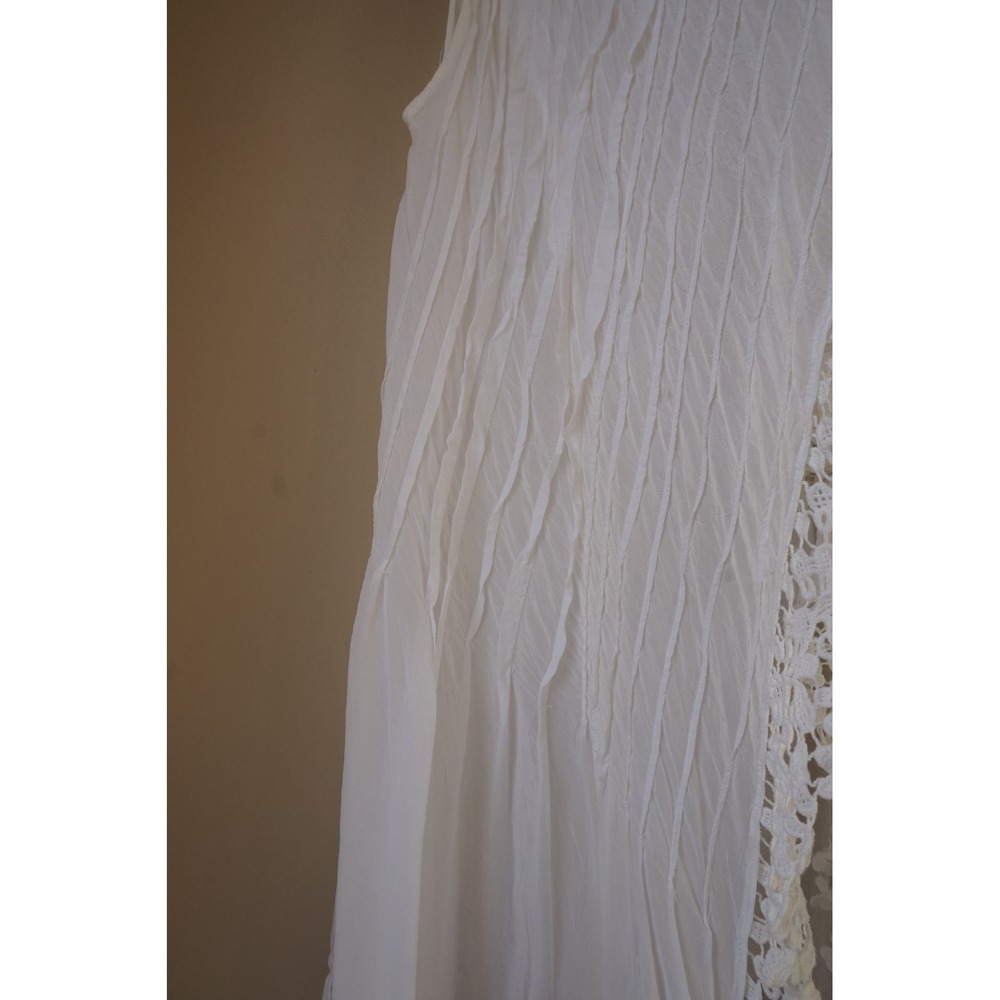 Johnny Was long duster crochet lace trim Pintuck Boho Festival Layering Vest L - Picture 4 of 12